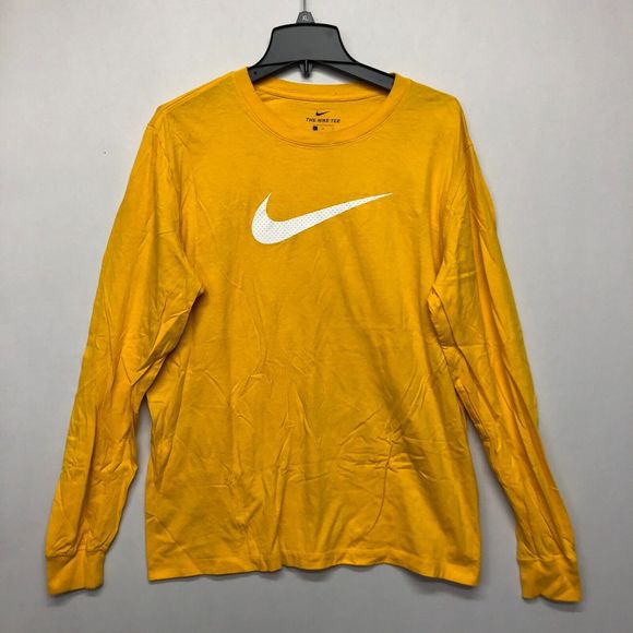 The Nike Tee Men Long Sleeve Tee T-Shirt Top Size Large Yellow M122 -4 - Picture 1 of 13